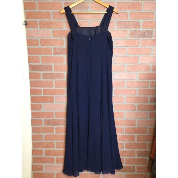 Vintage Cachet Evening Gown Navy Blue Sleeveless Maxi Dress With Jacket Size 16 - Picture 4 of 9